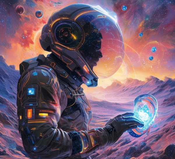 创新科技与未来主题绘画,太空人的艺术化探索与科技融合